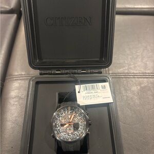 Citizen Men's Black and Silver Chronograph Watch